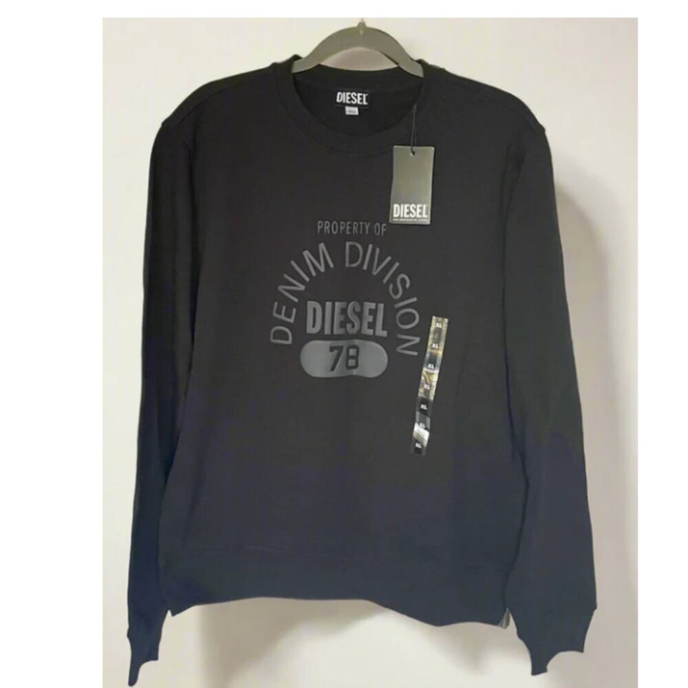 Diesel S-Ginn-E17 Mens XL Black Sweatshirt Denim Division